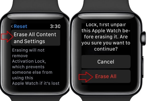 Unpair and Repair the Apple Watch - Can't Swipe Up on Apple Watch
