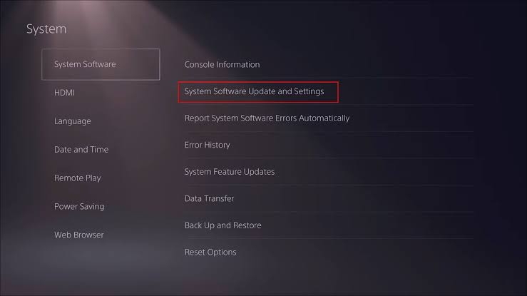 Update the PS5 System Software - WV-109156-2 Error With EA Games on PS5