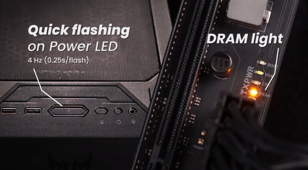 DRAM Light On Motherboard 