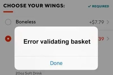 Error Validating Basket