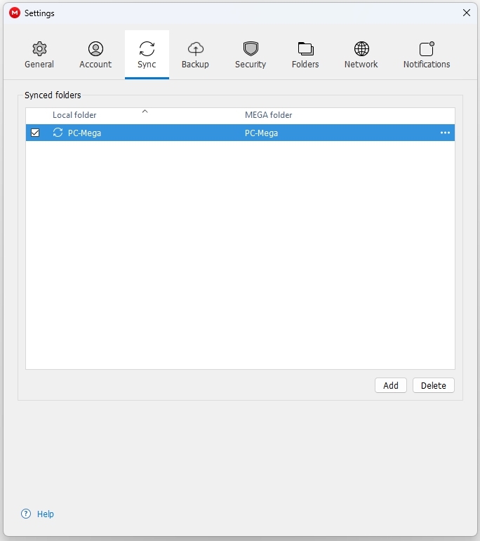 MEGASync Sync Settings