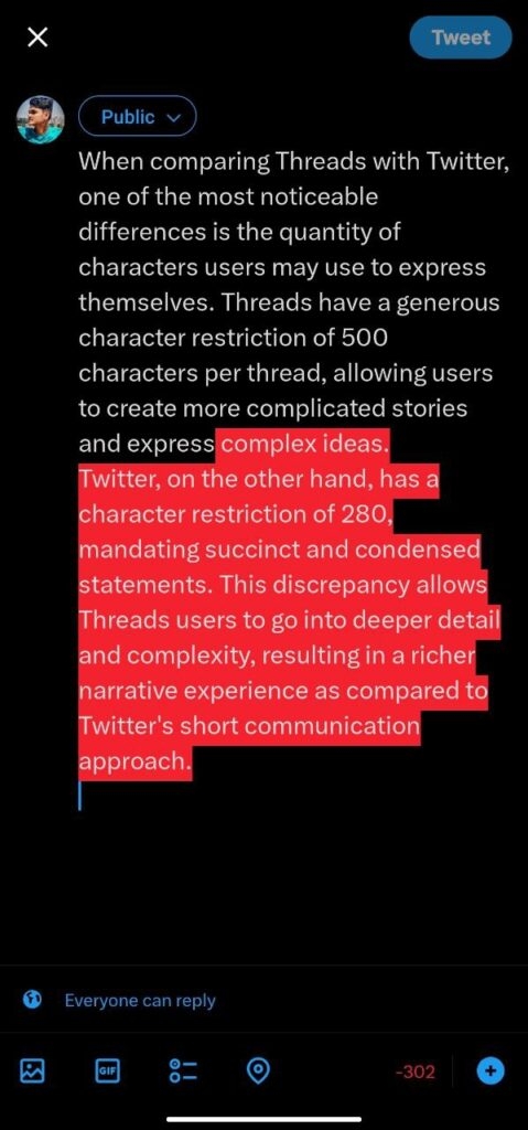 Character Limit - Threads vs. Twitter