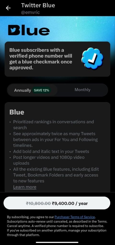 Twitter Blue - Threads vs. Twitter