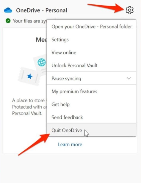 Close and Re-open OneDrive - OneDrive Not Syncing