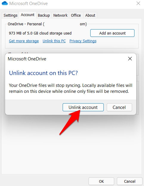 Reconnect the OneDrive Account - OneDrive Not Syncing