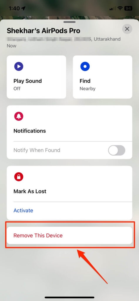 Remove AirPods from Find My App - Remove AirPods From Apple ID