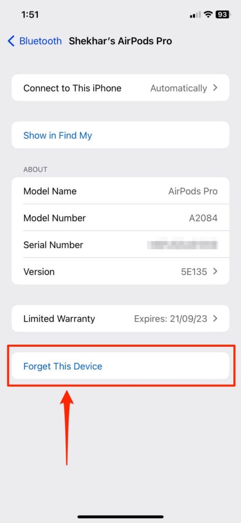 Forget AirPods from iPhone - Remove AirPods From Apple ID