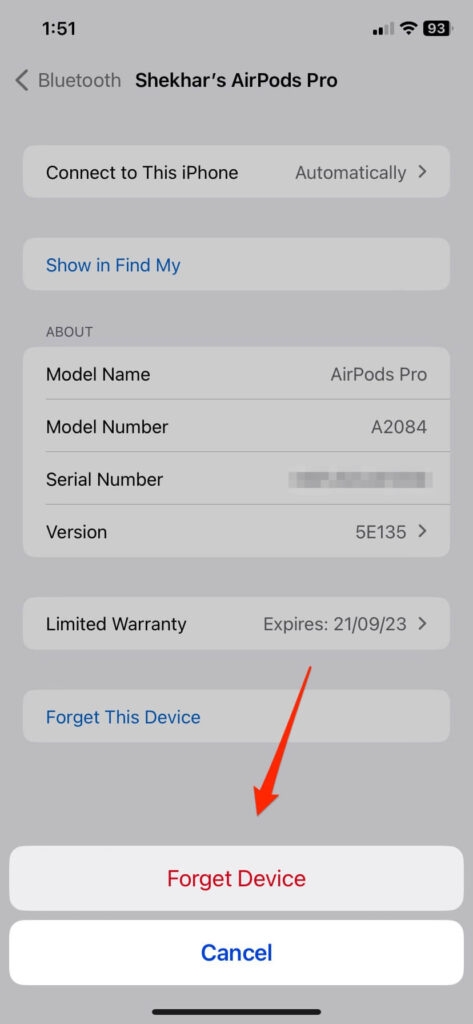 Forget AirPods from iPhone - Remove AirPods From Apple ID