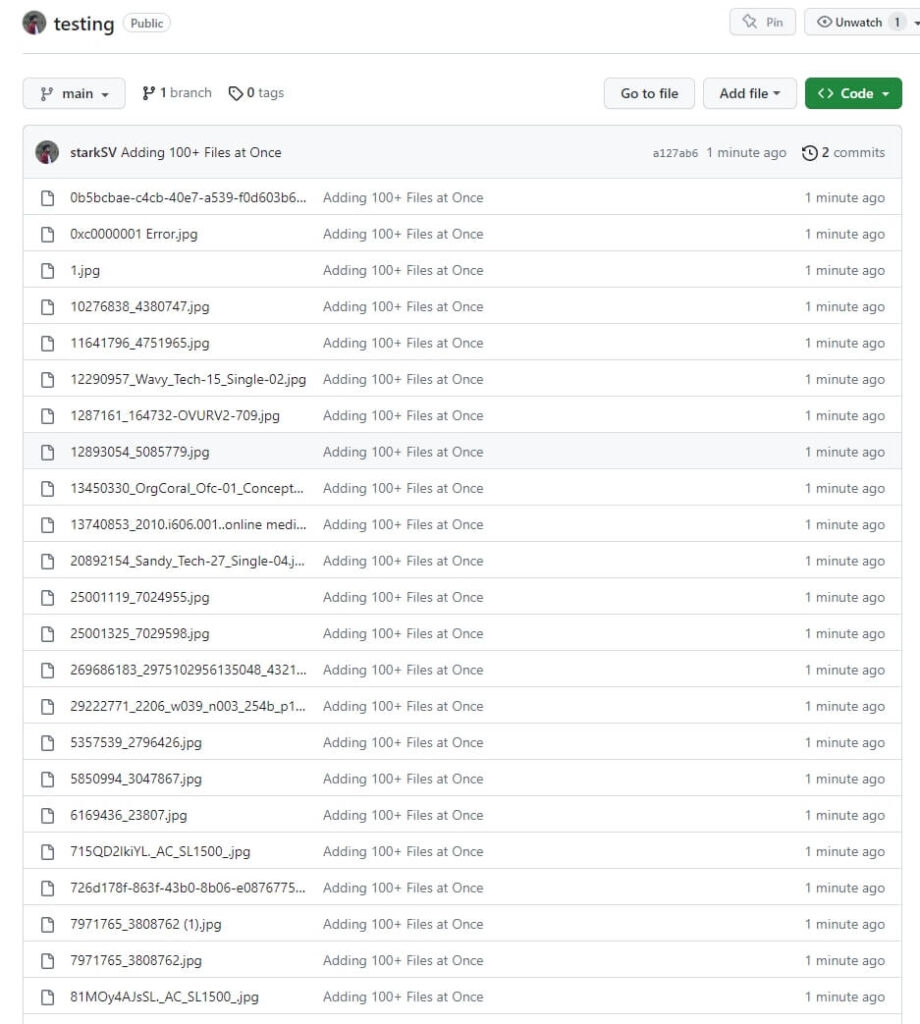 100+ файлов одновременно — загрузите более 100 файлов на GitHub