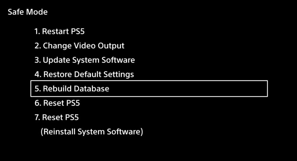 Восстановите базу данных PS5 — произошла неопознанная ошибка PS5 CE-10005-6