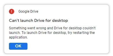 Não é possível iniciar o Drive para computador