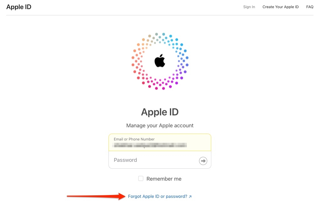 Забыть Apple ID — ошибка при подключении к iCloud на Mac
