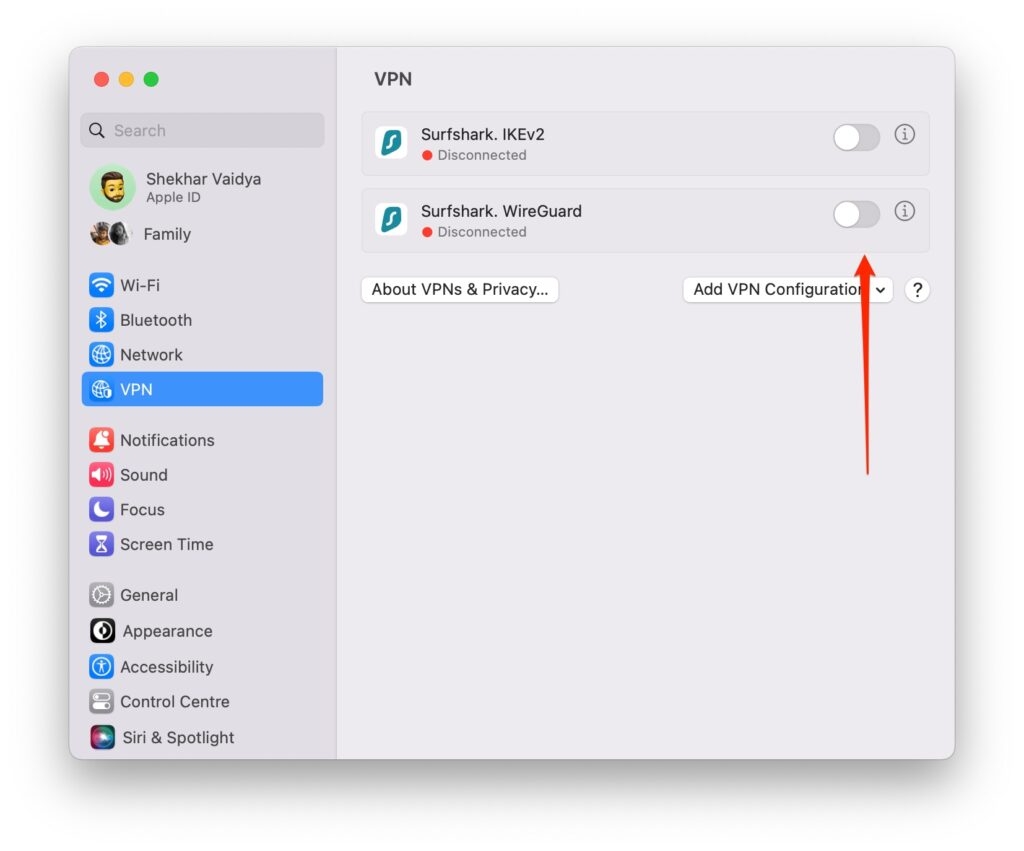 Turn Off VPN Mac - Error Connecting to iCloud on Mac