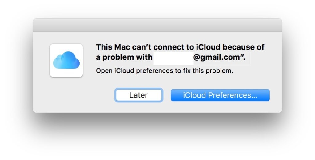 Этот Mac не может подключиться к iCloud