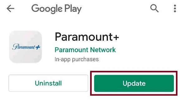 Обновите приложение Paramount Plus — код ошибки Paramount Plus 3005