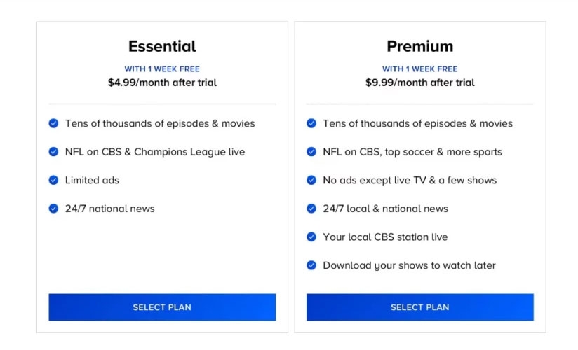 Paramount Plus Essential vs. Premium Plan: Pricing