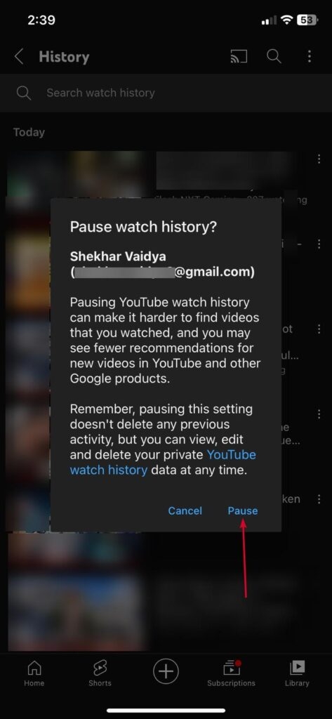 Turn Off YT Watch History