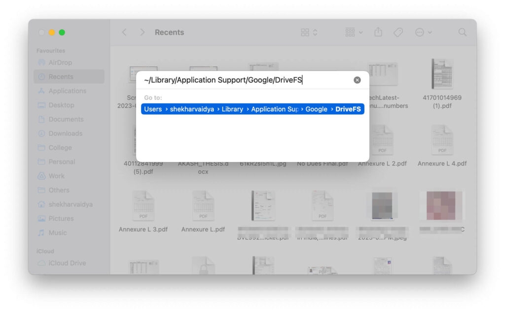 Перейти к поиску папок Mac – очистить кеш Google Диска