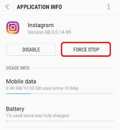 Удалить и принудительно остановить приложение Instagram — «Эта история недоступна» в Instagram
