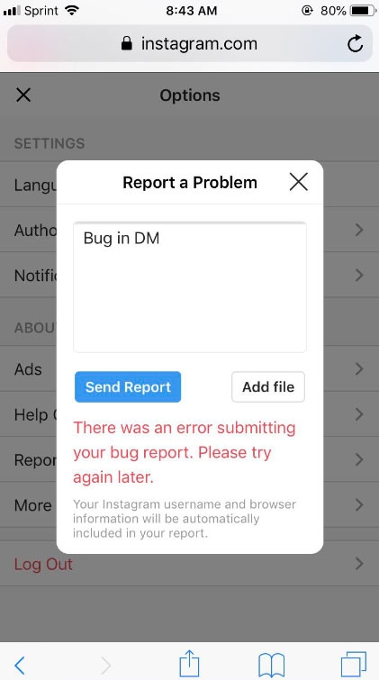 Report The Issue to Instagram - "This story is Unavailable" on Instagram