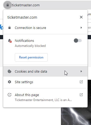 Очистить файлы cookie Ticketmaster — код ошибки Ticketmaster 0011