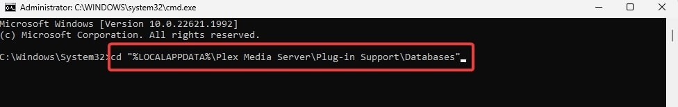 cd "%LOCALAPPDATA%\Plex Media Server\Plug-in Support\Databases" - Plex: An Error Occurred Loading Items to Play