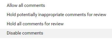 Как отключить комментарии к видео на YouTube?