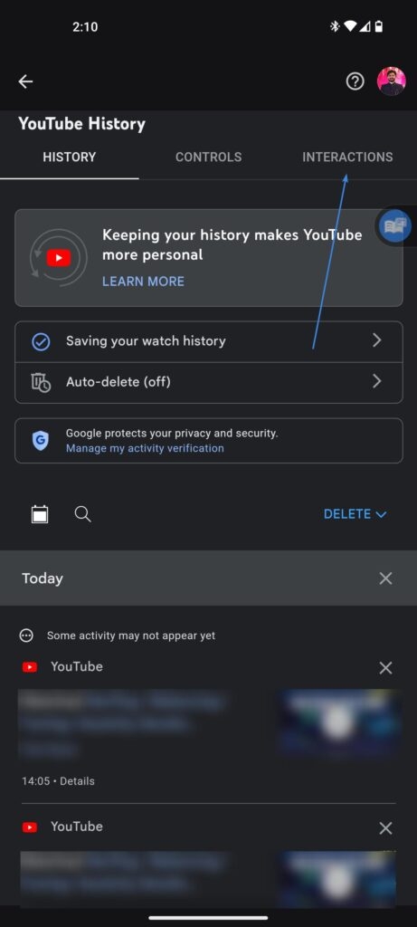 YouTube Comment History Android