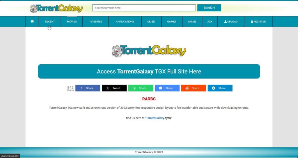 Torrent Galaxy - Best Alternatives of 1337x Proxy Sites