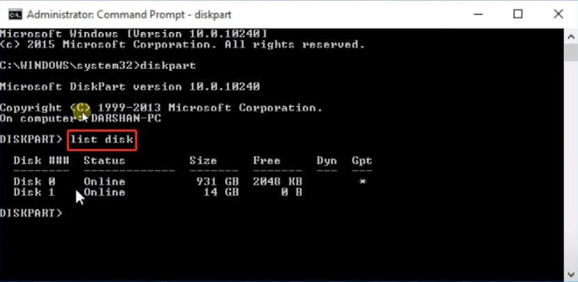 Listar disco - Converter MBR em GPT sem perda de dados via prompt de comando