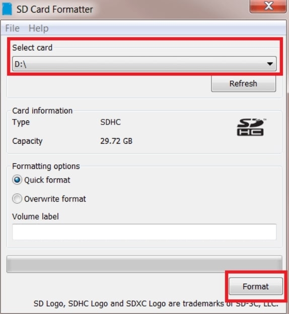 Отформатируйте SD-карту 3DS с помощью программы форматирования карт памяти