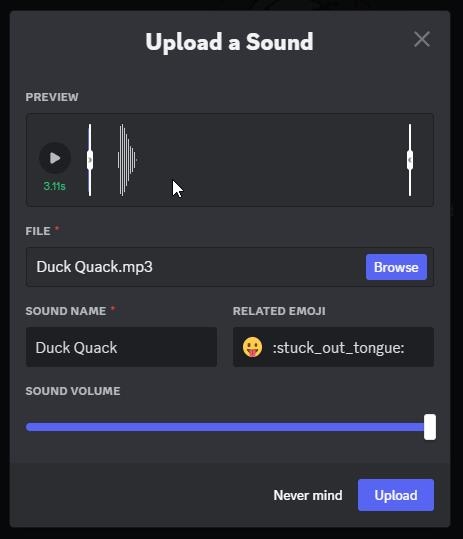 Загрузить звук — используйте Soundboard на Discord