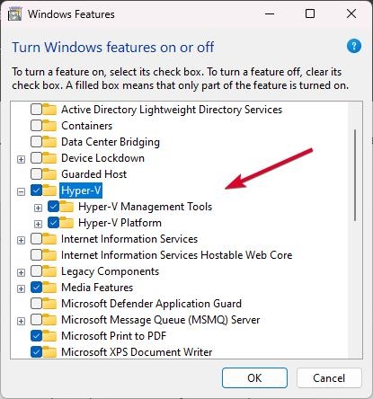 Включите Hyper-V в настройках — Hyper-V в Windows 11