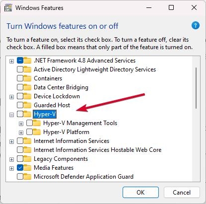 Отключите Hyper V в настройках — Hyper-V в Windows 11