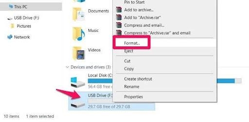 Отформатируйте SD-карту в проводнике Windows