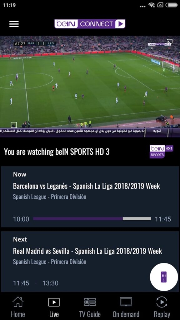 beIN CONNECT — лучшие приложения для бесплатного просмотра спортивных трансляций