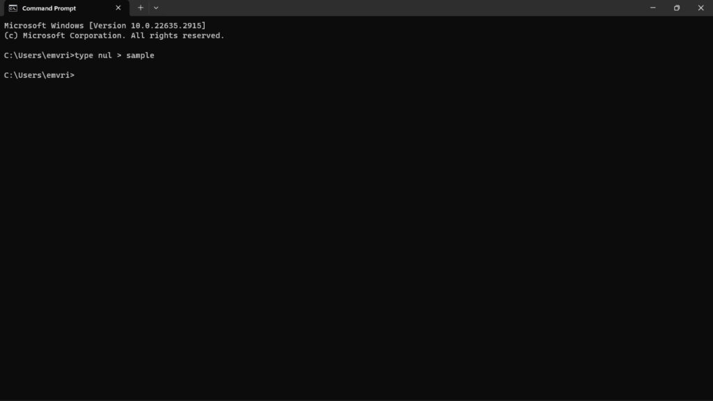 The null > Method - Create a File Using Command Prompt on Windows