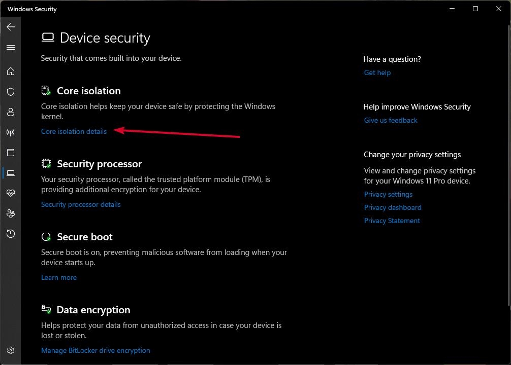 Device Isolation details - Local Security Authority Protection is Off