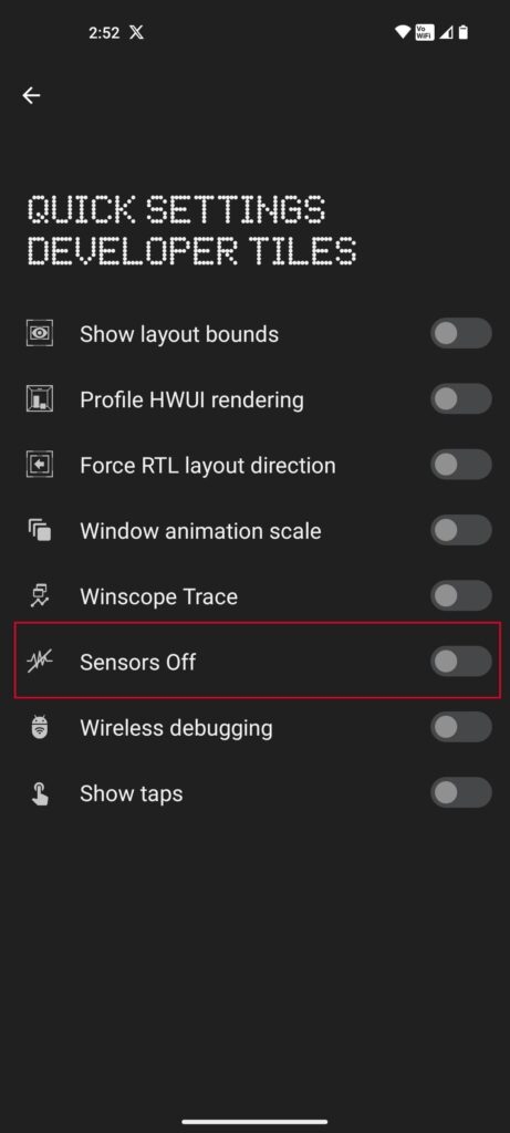 Dev Option Quick Settings developer tiles - Security Policy Restricts Use of Camera