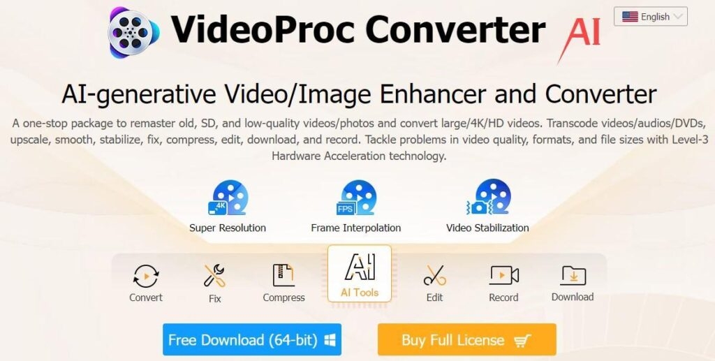 VideoProc Converter - Free Video Converters