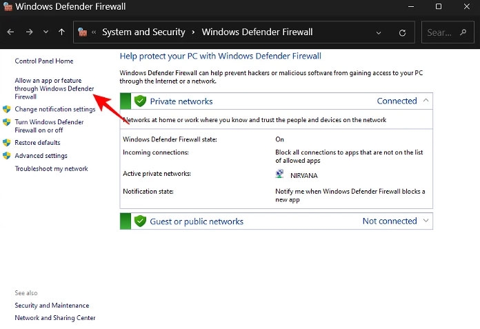 Adjust Firewall Settings - "Network discovery is turned off" Error