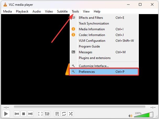 VLC - Tools - Preferences