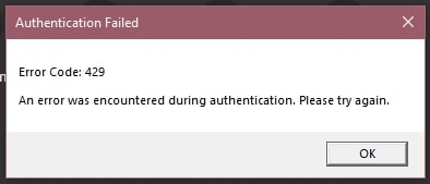 Error Code 429 Authentication Failed in Roblox