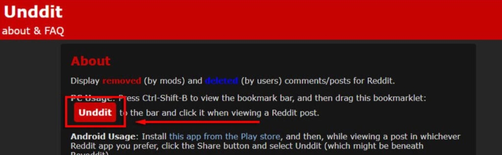 Unddit – просмотр удаленных сообщений Reddit