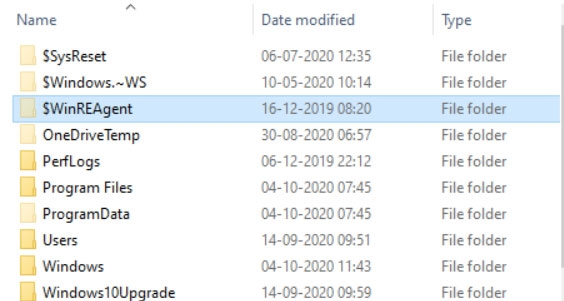 Где находится эта папка $WinREAgent?