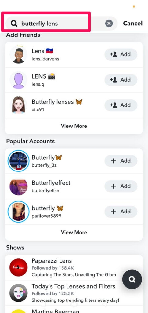   Через фильтр «Линзы» в Snapchat — разблокируйте линзу «Бабочки» в Snapchat