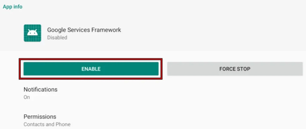 Включите Google Services Framework на вашем устройстве — ошибка Google Play Store DF-DdFERH-01