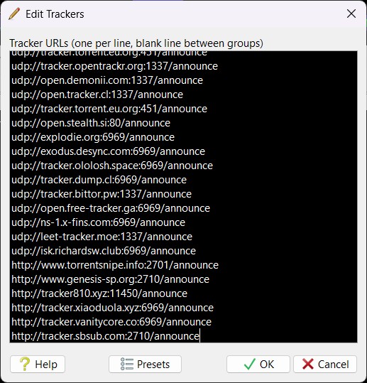 Torrent Trackers List