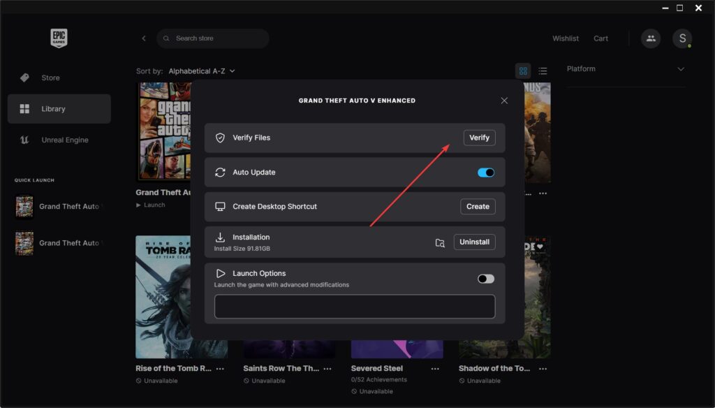 Verify GTA V Enhanced Files Epic Games