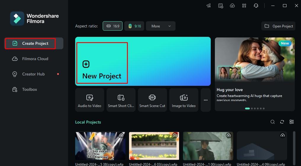 click on new project